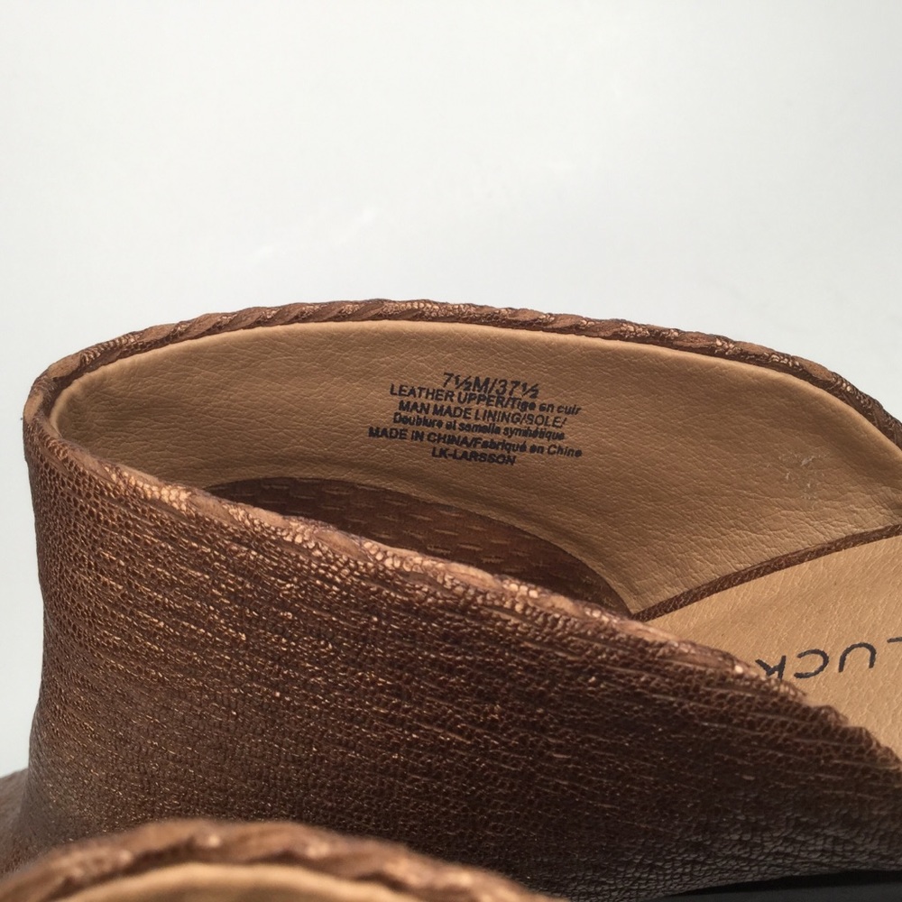 Lucky Brand perforated leather upper bronze mules. - Picture 11 of 11